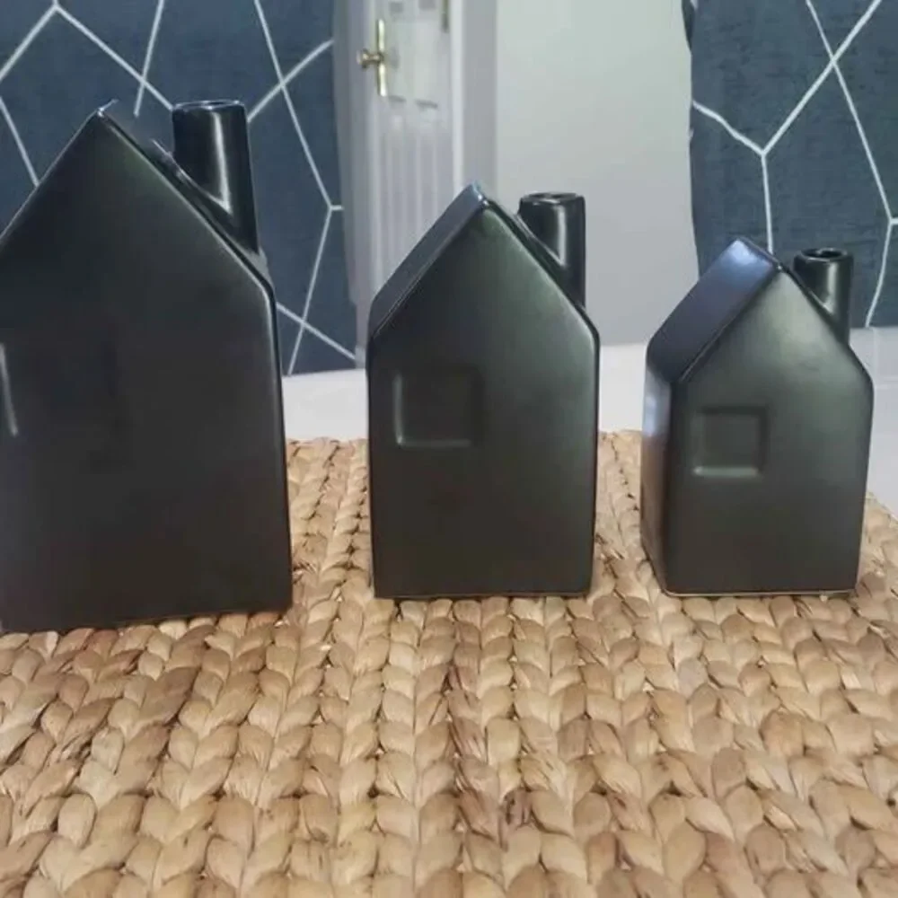 Hearth and Hand (3) Magnolia Black Houses Bud Vases Target Limited Edition